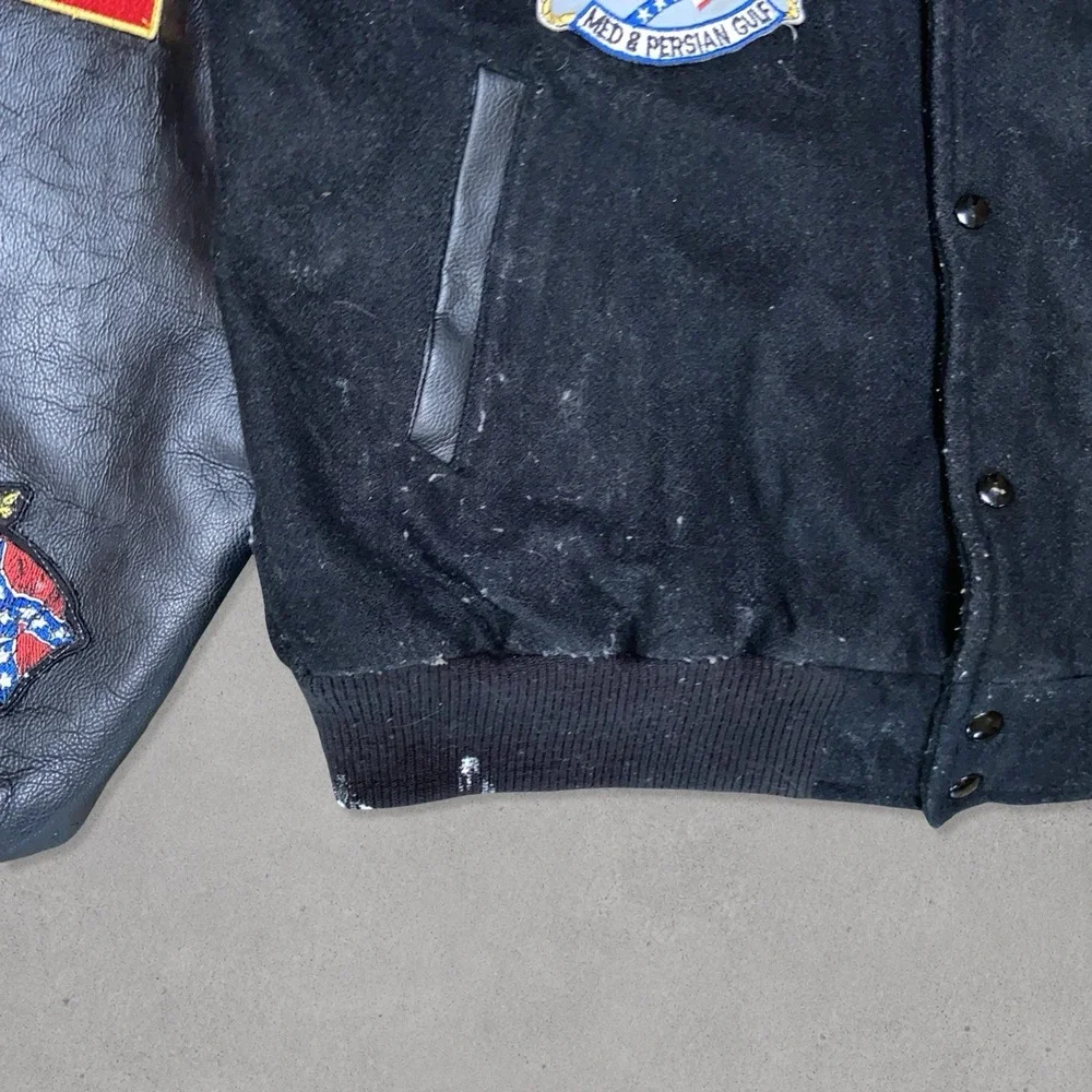 Vintage USS John F. Kennedy CV-67 Persian Gulf Cruise Varsity Jacket XL Black US